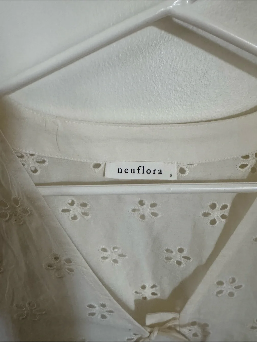 Neuflora Cream Eyelet Tie-Front Blouse